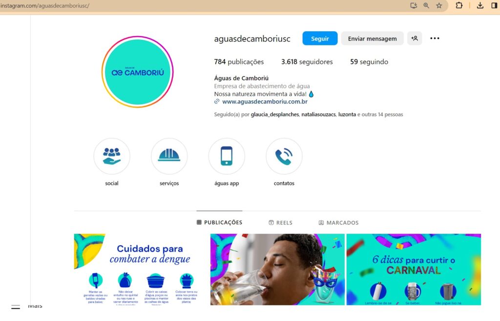 Siga a Águas de Camboriú no Facebook e Instagram